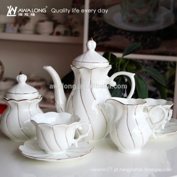 15pcs design flor lindo padrão de ouro porcelana café conjunto, vaso de cerâmica fina chá de açúcar do café definido